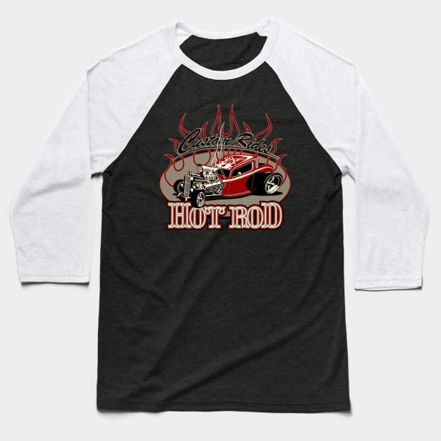 Cartoon hot rod Baseball T-Shirt by Mechanik